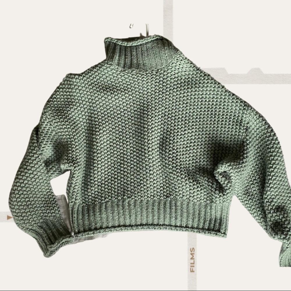 H&M heavy knit turtle neck sweater in Teal